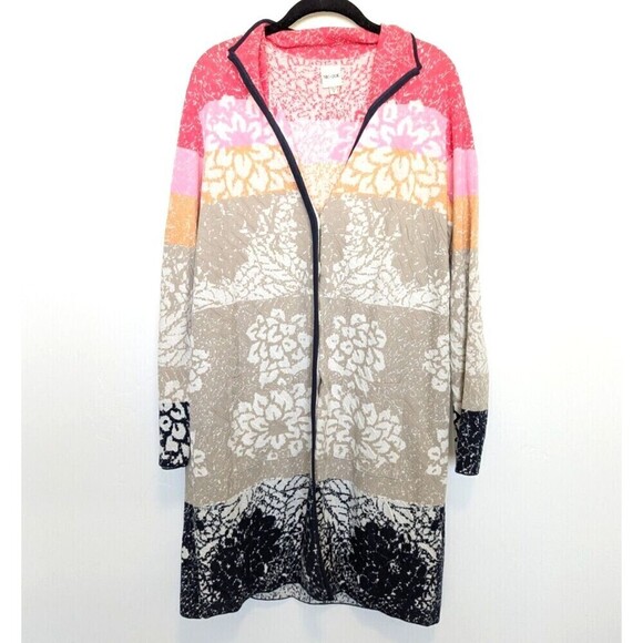 NIC+ZOE Sunset Seeker Jacket Womens Size S Multicolor Sweater Longline Artsy - Picture 3 of 14